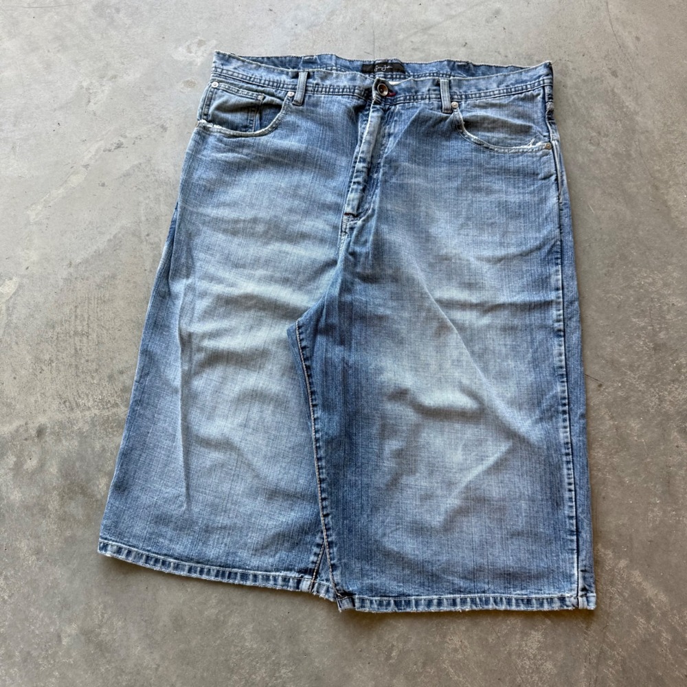 Sean John Vintage Baggy Denim Shorts Mens 40 Light Wash Embroidered Y2K Hip Hop